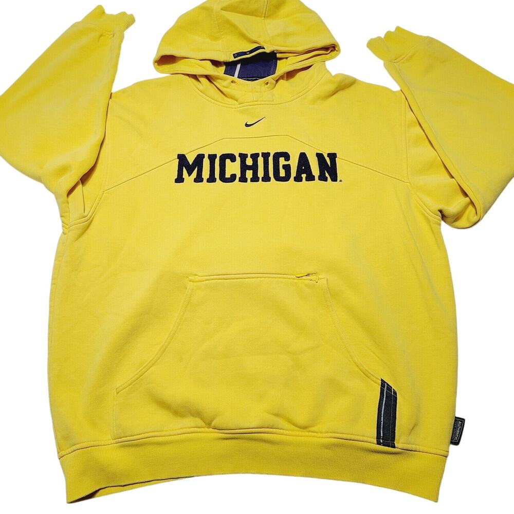 Vtg Nike Team Michigan Wolverines Hoodie Sweatshirt Embroidered XL Center Swoosh